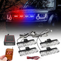 Car Grill Red & Blue LED Daytime Running Light DRL Police Flasher Emergency Warning Strobe Light for Cars with Controller &amp; Flashing Modes