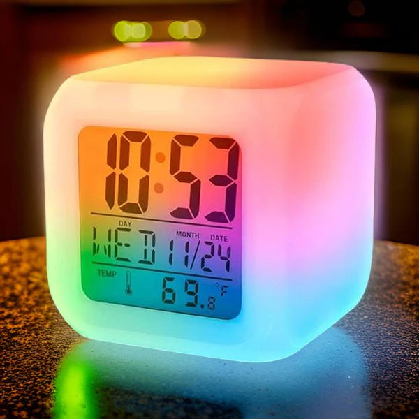Colour Changing LED Digital Alarm Clock Table