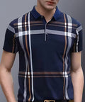 GESPO Men's Checked Polo Navy Blue Tshirts