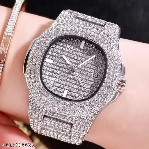 Luxury Men's White Wrist Full Stone Diamond Watch