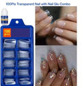 Transparent Nails, 100 Reusable Artificial Fake Nail Set
