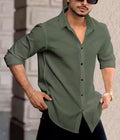knitted fabric Structured Regular Fit Full Sleeves Shirt