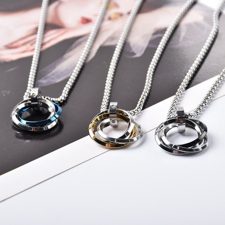 Jewels Triplet Round Ring Pendant Rhodium Plated Sterling Silver Locket Set