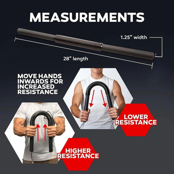 Heavy Duty Power Twister Bar for Upper Body Strength | Arm, Chest & Shoulder Workout Equipment (Black)