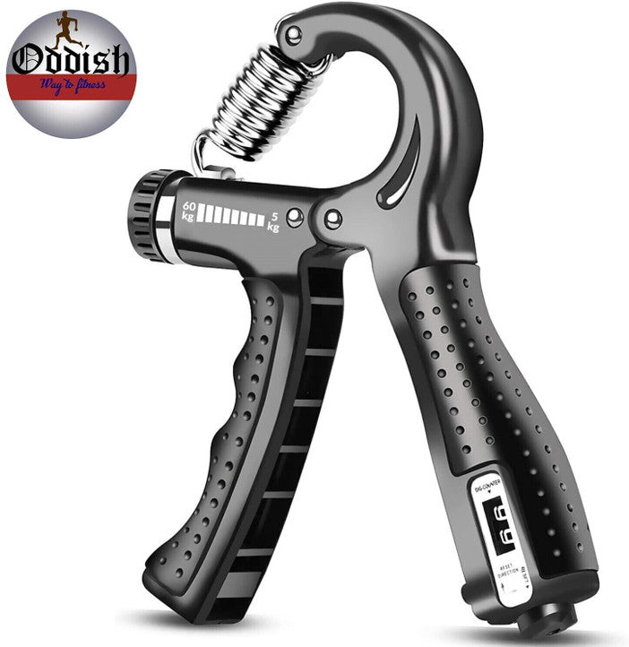 Adjustable R Shape Hand Grip Strengthener with Counter | Fitness Grip for Muscle Building & Wrist Strength (Black)