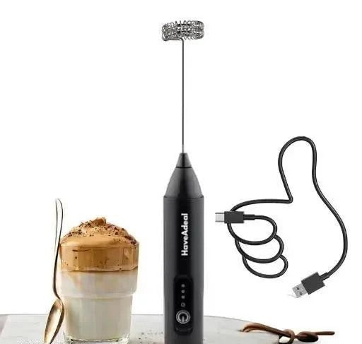 Premium Rechargeable Electric Coffee Frother | 3 High Speed Milk Beater & Coffee Beater | Stainless