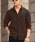 knitted fabric Structured Regular Fit Full Sleeves Shirt