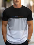 Men's Color Block Pattern Fashion Crew Neck Short Sleeve Quality T-shirt